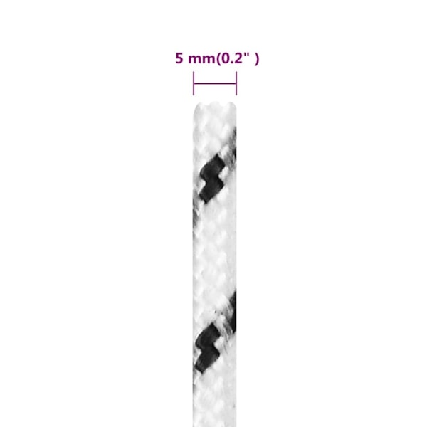 vidaXL Båtlina flätad vit 5 mm x 50 m polyester Vit