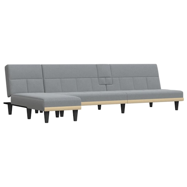 vidaXL L-formad bäddsoffa ljusgrå 255x140x70 cm tyg Grå