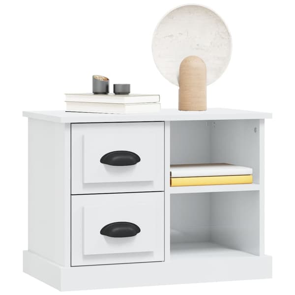 vidaXL Sängbord vit högglans 60x35,5x45 cm Vit