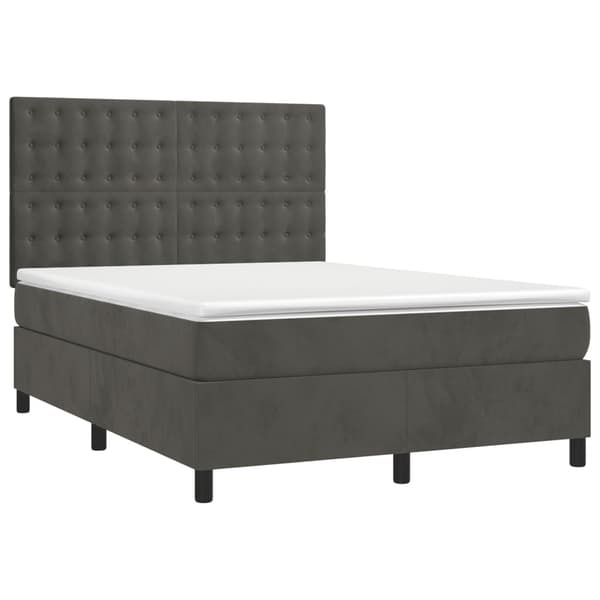vidaXL Ramsäng med madrass mörkgrå 140x190 cm sammet Grå