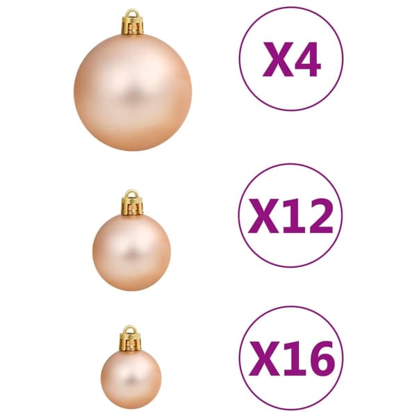 vidaXL Julgranskulor 111 delar roséguld polystyren Guld