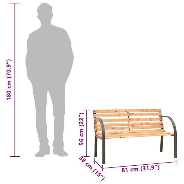 vidaXL Barnbänk 81 cm kinesiskt granträ Brun