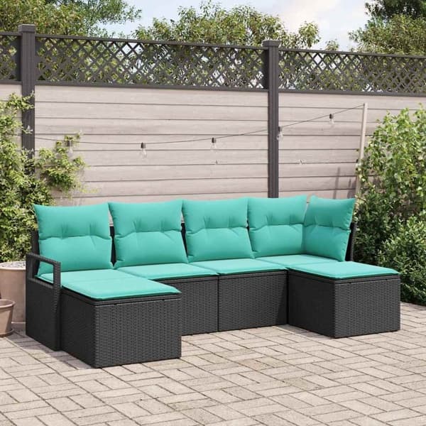 vidaXL Soffset 6 st Svart konstrotting Svart