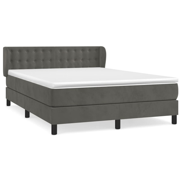 vidaXL Ramsäng med madrass mörkgrå 140x200 cm sammet Grå