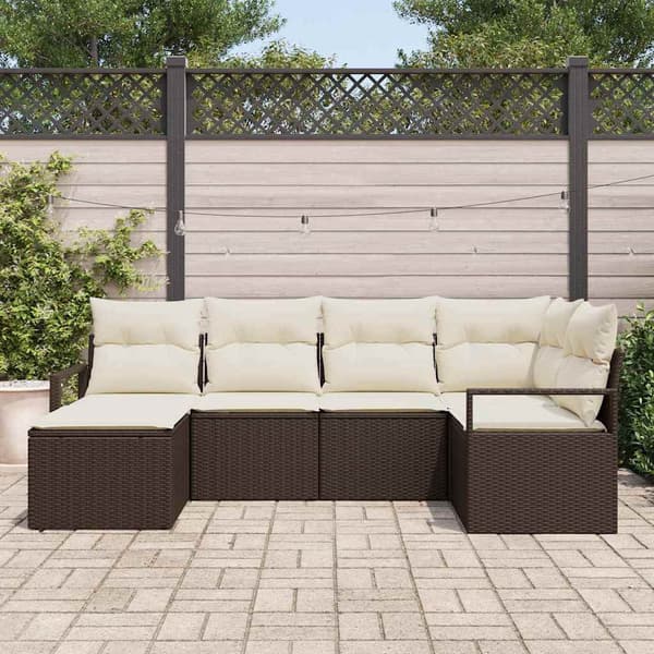 vidaXL Soffset 6 st Brun och Kräm konstrotting Brun