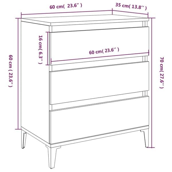 vidaXL Byrå vit 60x35x70 cm konstruerat trä Vit