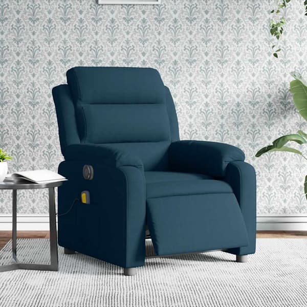 vidaXL Elektrisk massagefåtölj blå sammet Blå