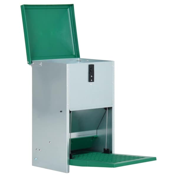 vidaXL Foderautomat för fjäderfä med pedal 8 kg Grön