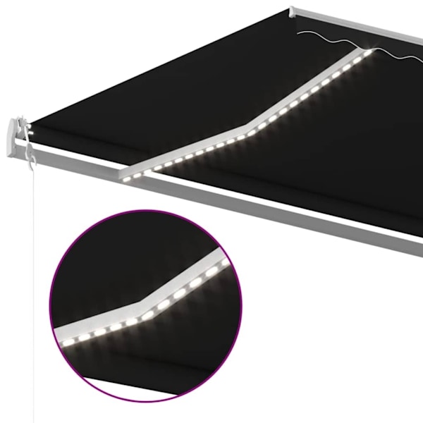 vidaXL Automatisk markis med vindsensor & LED 600x300 cm antracit Antracit