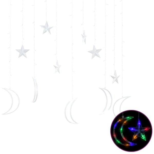 vidaXL Ljusgardin stjärnor och månar fjärrkontroll 138 LED flerf multifärg
