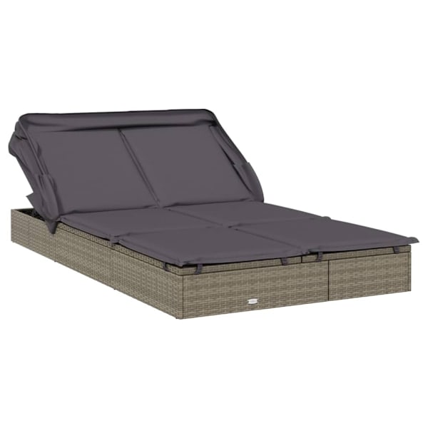 vidaXL Solsäng med hopfällbart tak grå 213x118x97 cm konstrotting Grå