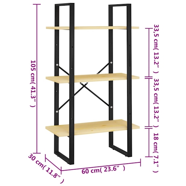 vidaXL Förvaringshylla 60x30x105 cm massiv furu Brun