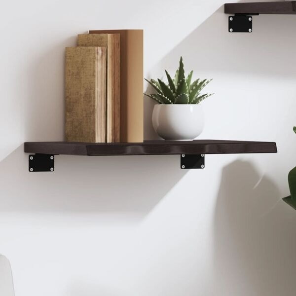 vidaXL Vägghylla mörkbrun 40x30x2 cm behandlad massiv ek Brun