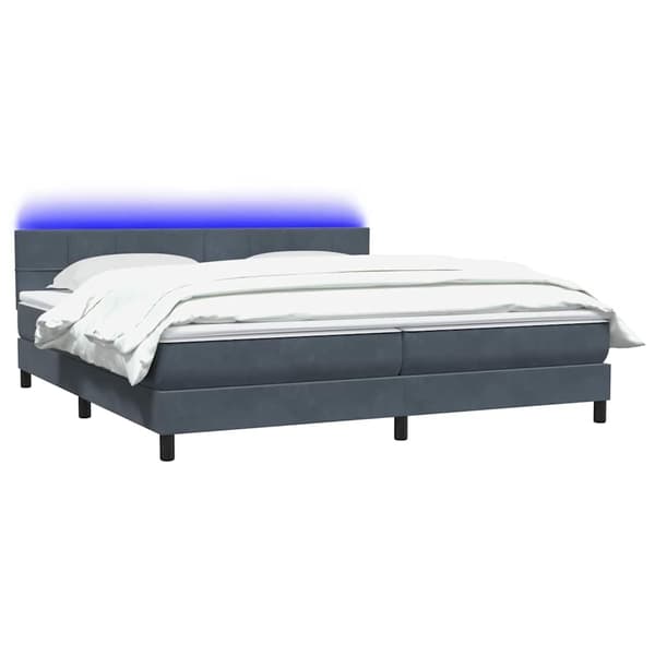 vidaXL Ramsäng med madrass mörkgrå 180x210 cm sammet Grå