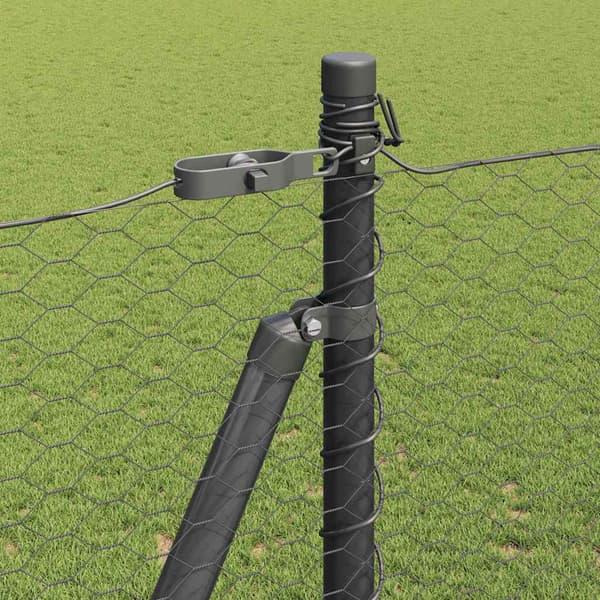 vidaXL Hexagonal stängsel med betongfundament 100 x 1,5 m Grå Mesh Grå