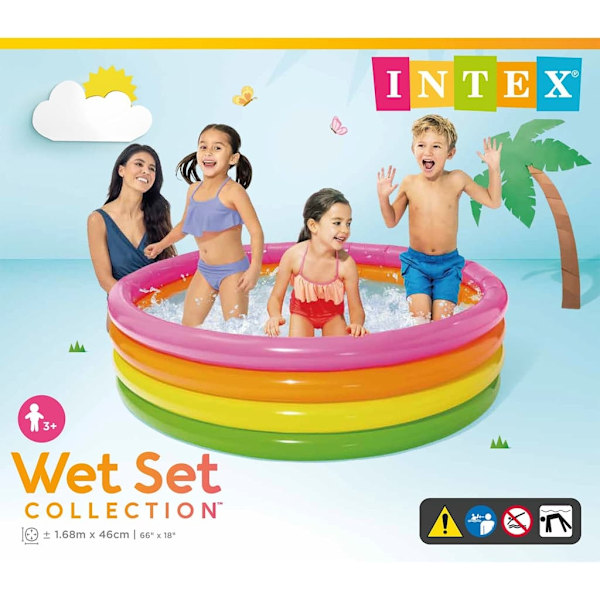 INTEX Uppblåsbar pool Sunset 4 ringar 168x46 cm Flerfärgsdesign