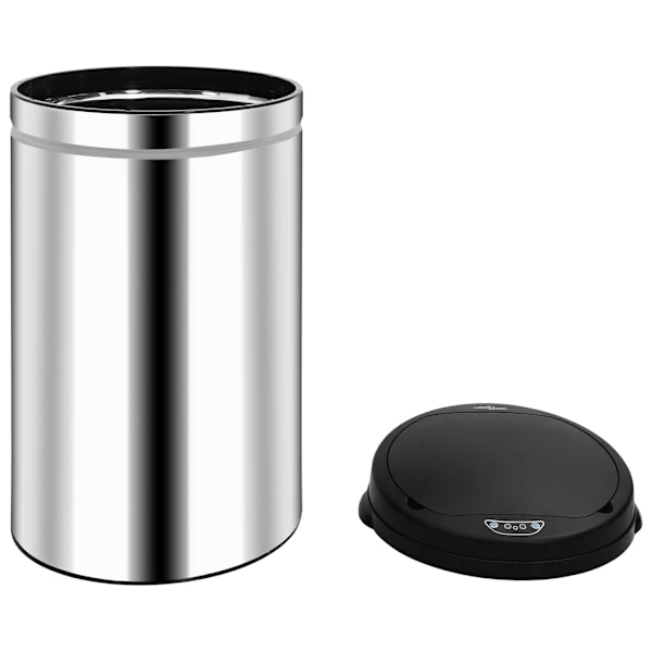 vidaXL Soptunna med automatisk sensor 40 L rostfritt stål Silver