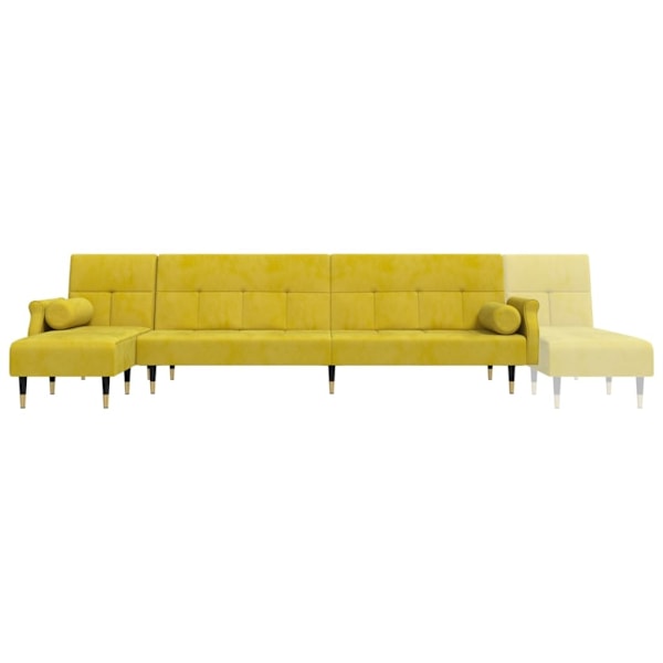 vidaXL L-formad bäddsoffa gul 271x140x70 cm sammet Gul