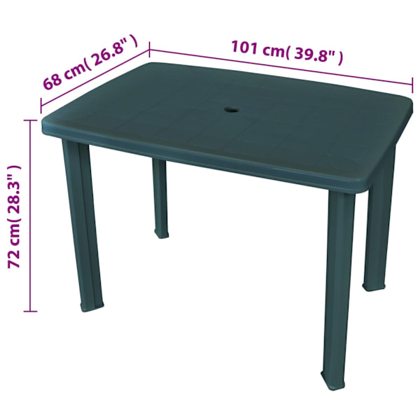 vidaXL Trädgårdsbord grön 101x68x72 cm plast Grön