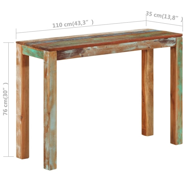 vidaXL Konsolbord 110x35x76 cm massivt återvunnet trä multifärg