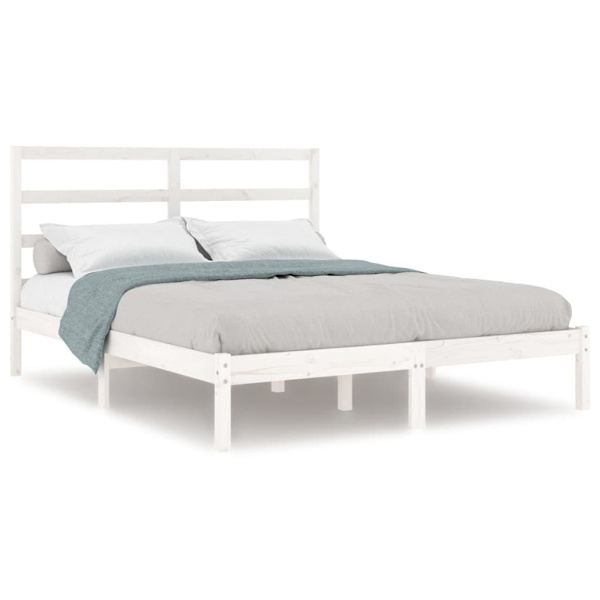 vidaXL Sängram vit massiv furu 120x200 cm enkelsäng Vit