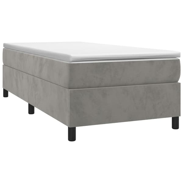 vidaXL Ramsäng med madrass ljusgrå 90x200 cm sammet Grå