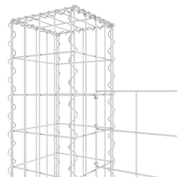 vidaXL U-formad Gabionkorg med 2 stolpar järn 140x20x200 cm Silver