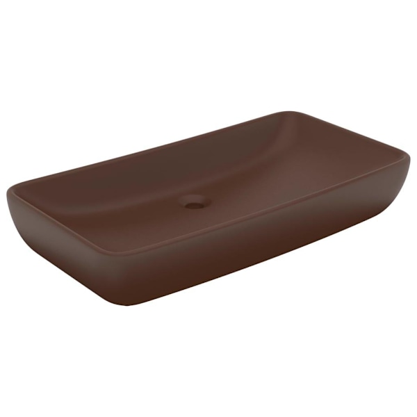 vidaXL Lyxigt rektangulärt handfat matt mörkbrun 71x38 cm keramik Brun