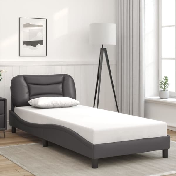 vidaXL Sängram med LED-belysning grå 90x190 cm konstläder Grå