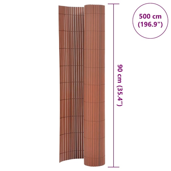 vidaXL Dubbelsidigt insynsskydd 90x500 cm brun Brun