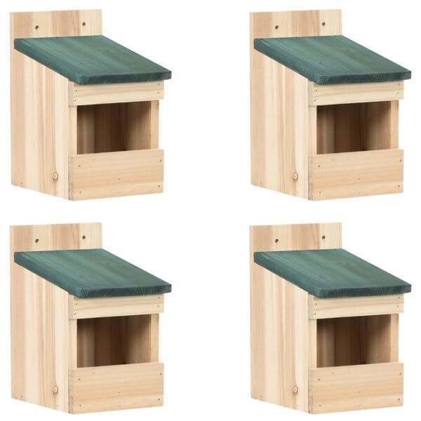vidaXL Fågelholkar 4 st 12x16x20 cm granträ Beige