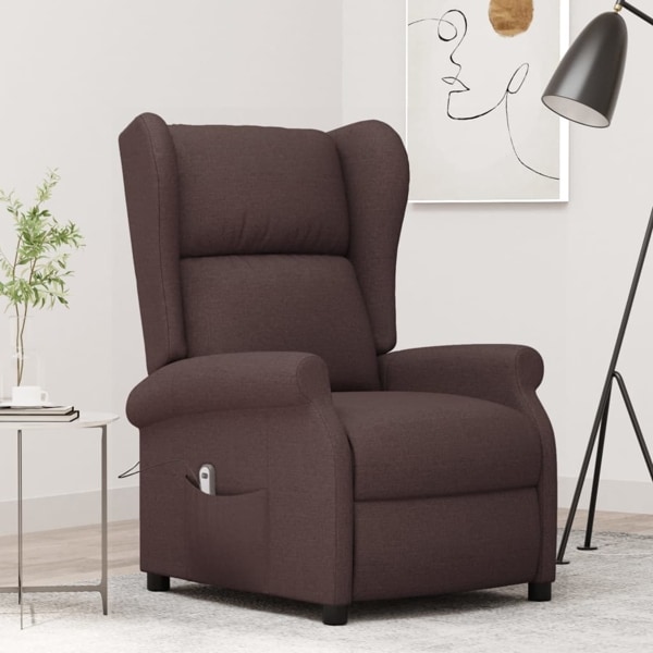 vidaXL Elektrisk reclinerfåtölj mörkbrun tyg Brun