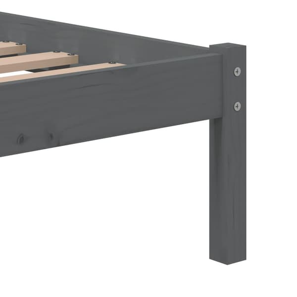 vidaXL Sängram grå massiv furu 100x200 cm Grå