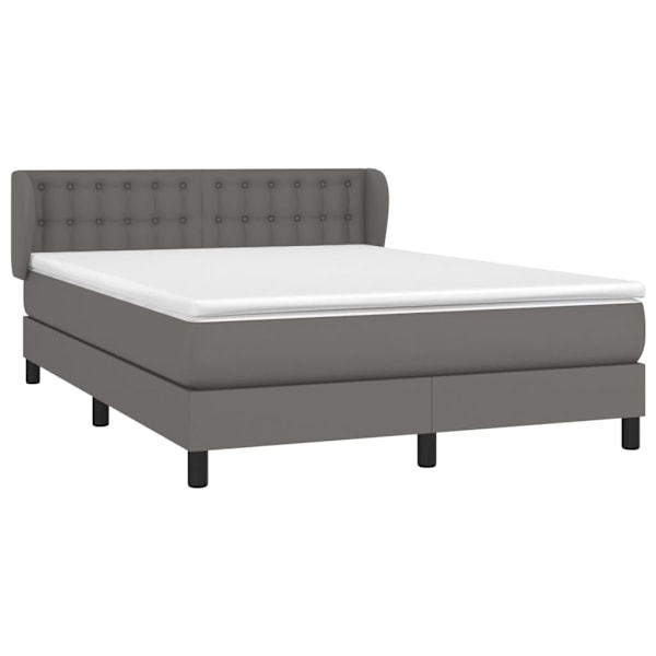 vidaXL Ramsäng med bäddmadrass grå 140x190 cm konstläder Grå