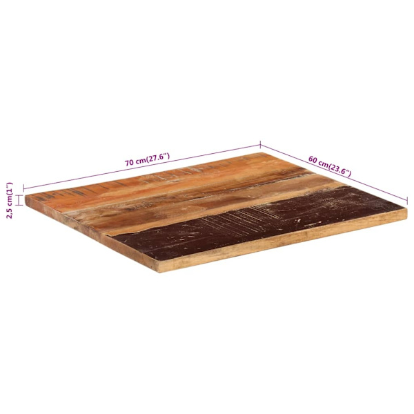 vidaXL Rektangulär bordsskiva 60x70 cm 25-27 mm massivt återvunnet trä multifärg