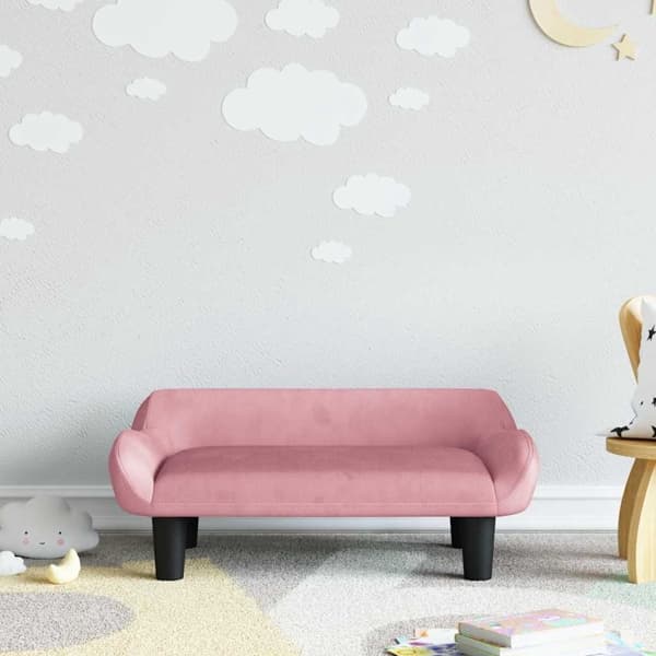 vidaXL Barnsoffa rosa 70x40x24 cm sammet Rosa