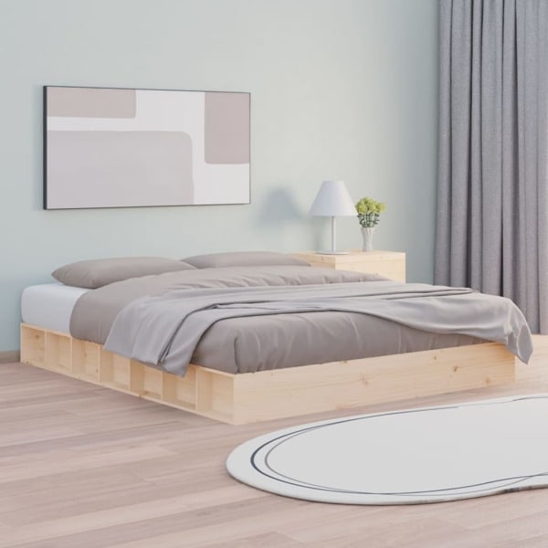 vidaXL Sängram 200x200 cm massivt trä Brun
