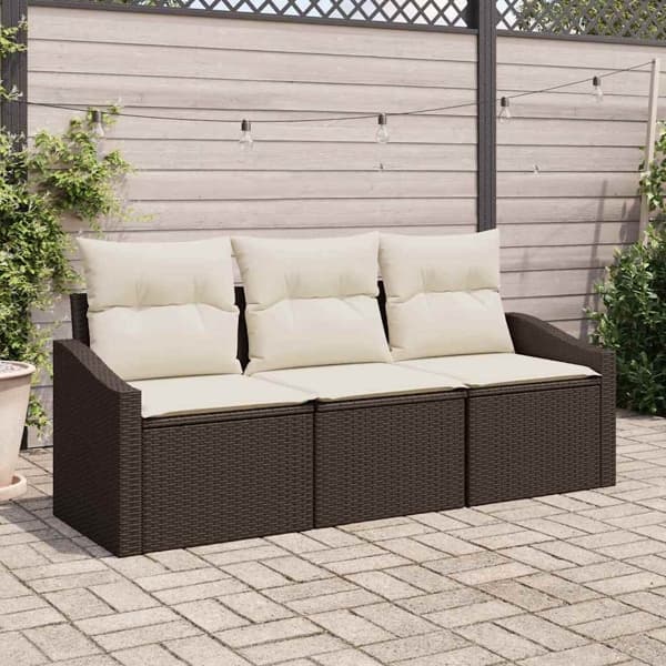 vidaXL Soffset med kudde 3 pcs Brun konstrotting Brun
