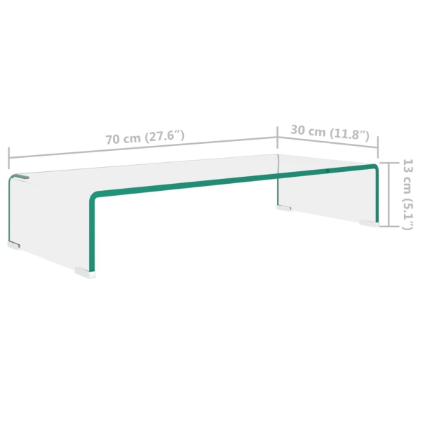 vidaXL TV-bord klarglas 70x30x13 cm Transparent