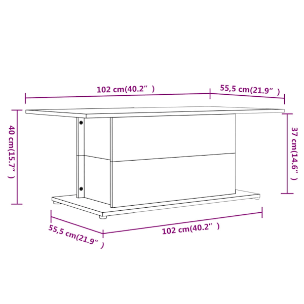 vidaXL Soffbord betonggrå 102x55,5x40 cm konstruerat trä grå