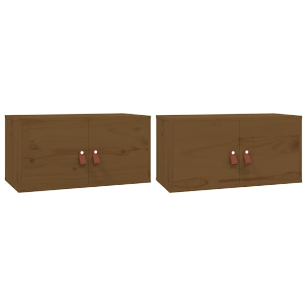 vidaXL Väggskåp 2 st honungsbrun 60x30x30 cm massiv furu Brun