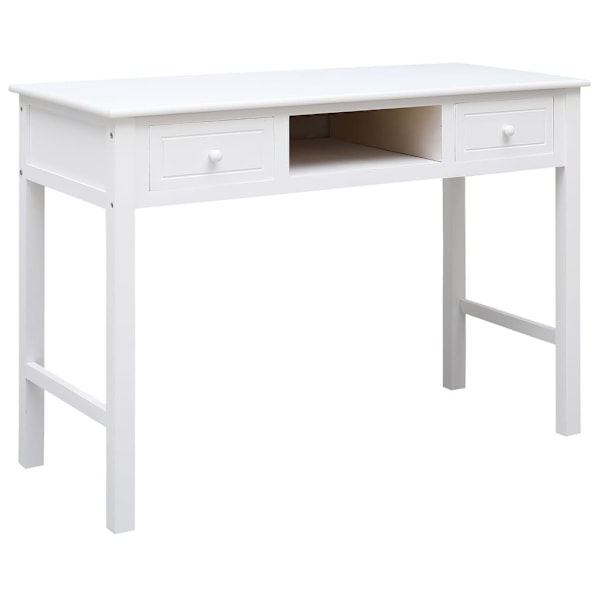 vidaXL Skrivbord vit 108x45x76 cm massivt kejsarträ Vit