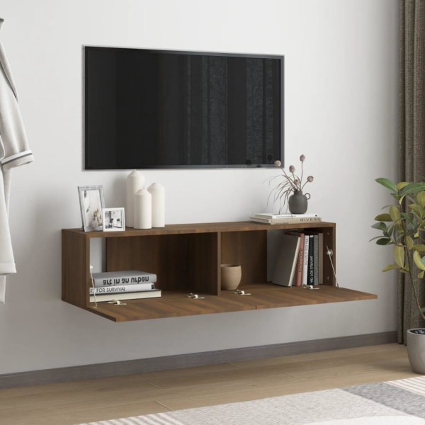 vidaXL TV-bänk för vägg brun ek 120x30x30 cm konstruerat trä Brun
