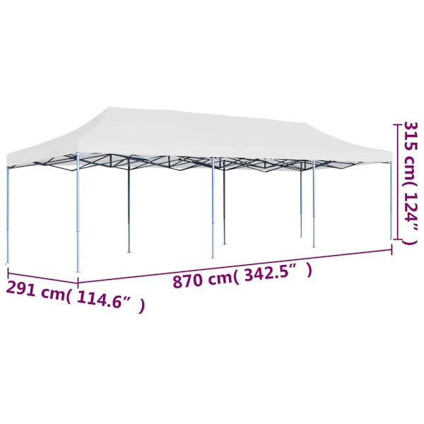 vidaXL Pop-Up hopfällbart partytält 3x9 m vit Vit