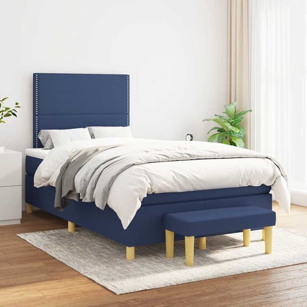 vidaXL Ramsäng med madrass blå 120x190 cm tyg Blå