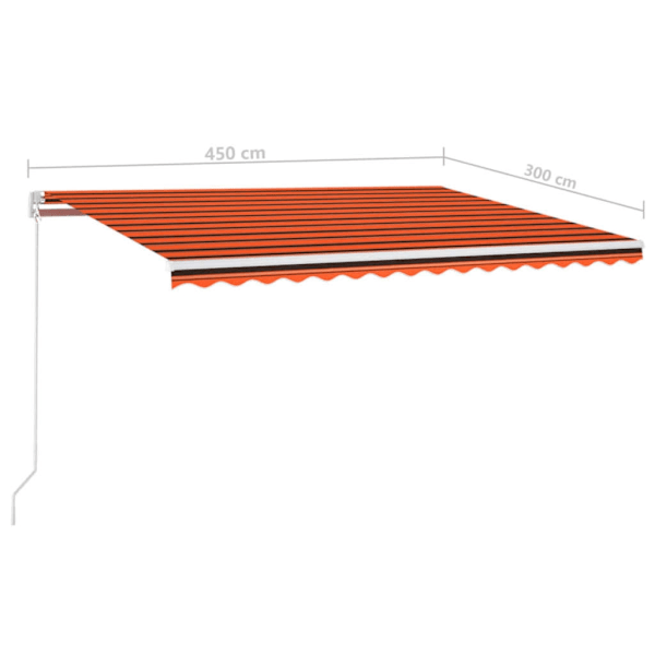 vidaXL Automatisk markis med vindsensor & LED 450x300 cm orange/brun Orange