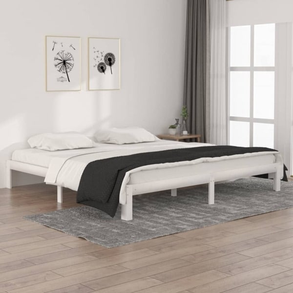 vidaXL Sängram vit massiv furu 200x200 cm Vit