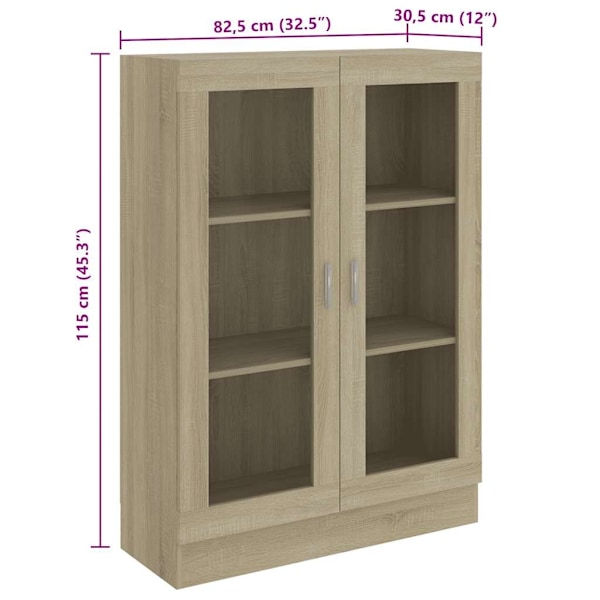 vidaXL Vitrinskåp sonoma-ek 82,5x30,5x115 cm konstruerat trä Brun