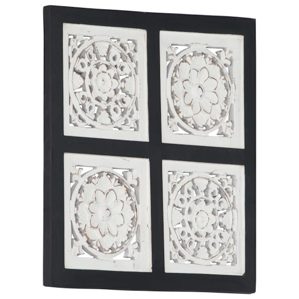 vidaXL Handsnidad väggpanel MDF 40x40x1,5 cm svart och vit Svart