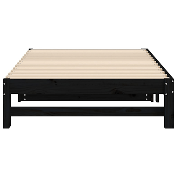 vidaXL Utdragbar dagbädd svart 2x(100x200) cm massiv furu Svart